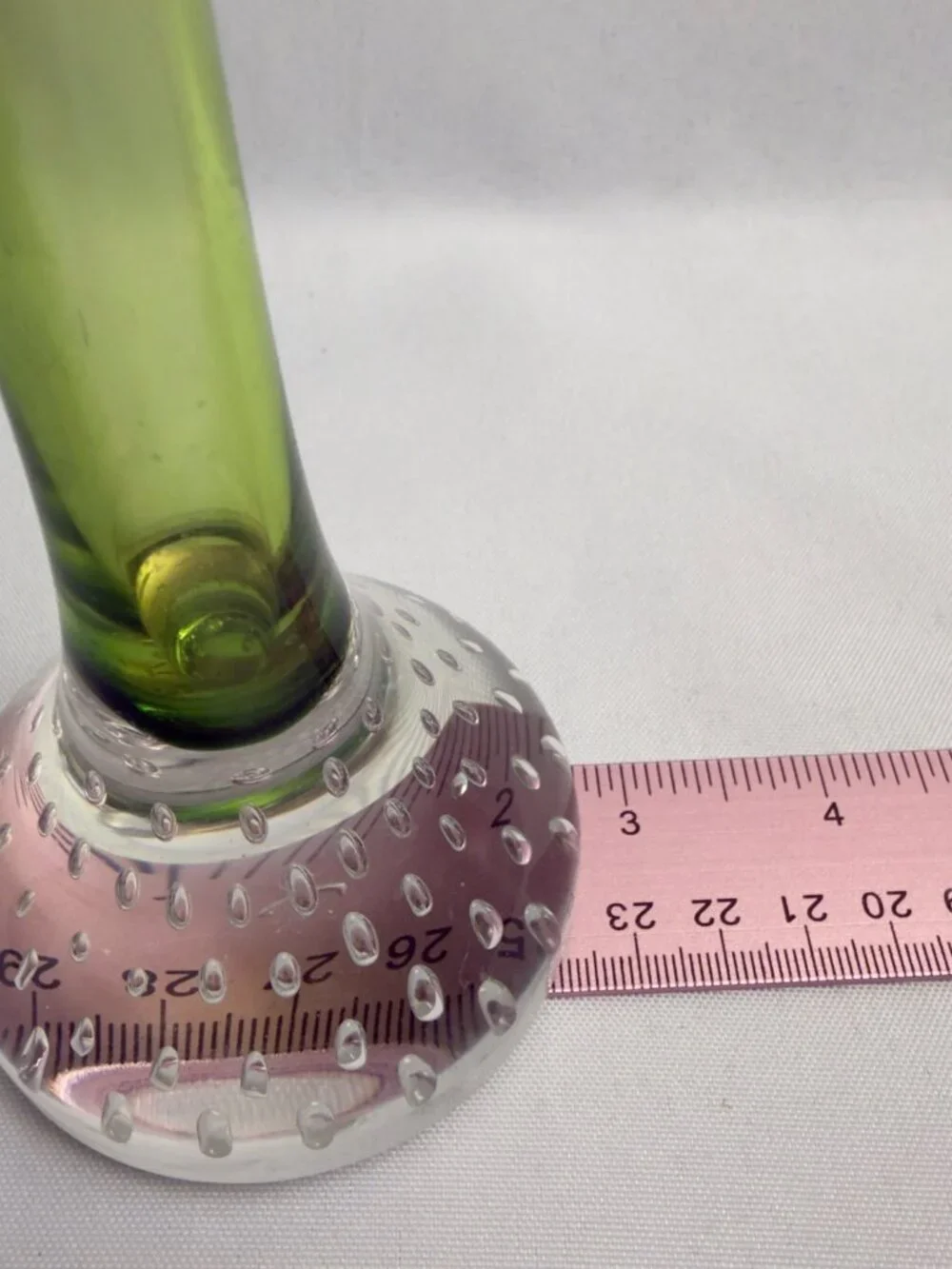 Swedish Hand-Blown Vintage Green Art Glass Bone Vase Aseda Glasbruk 10” H